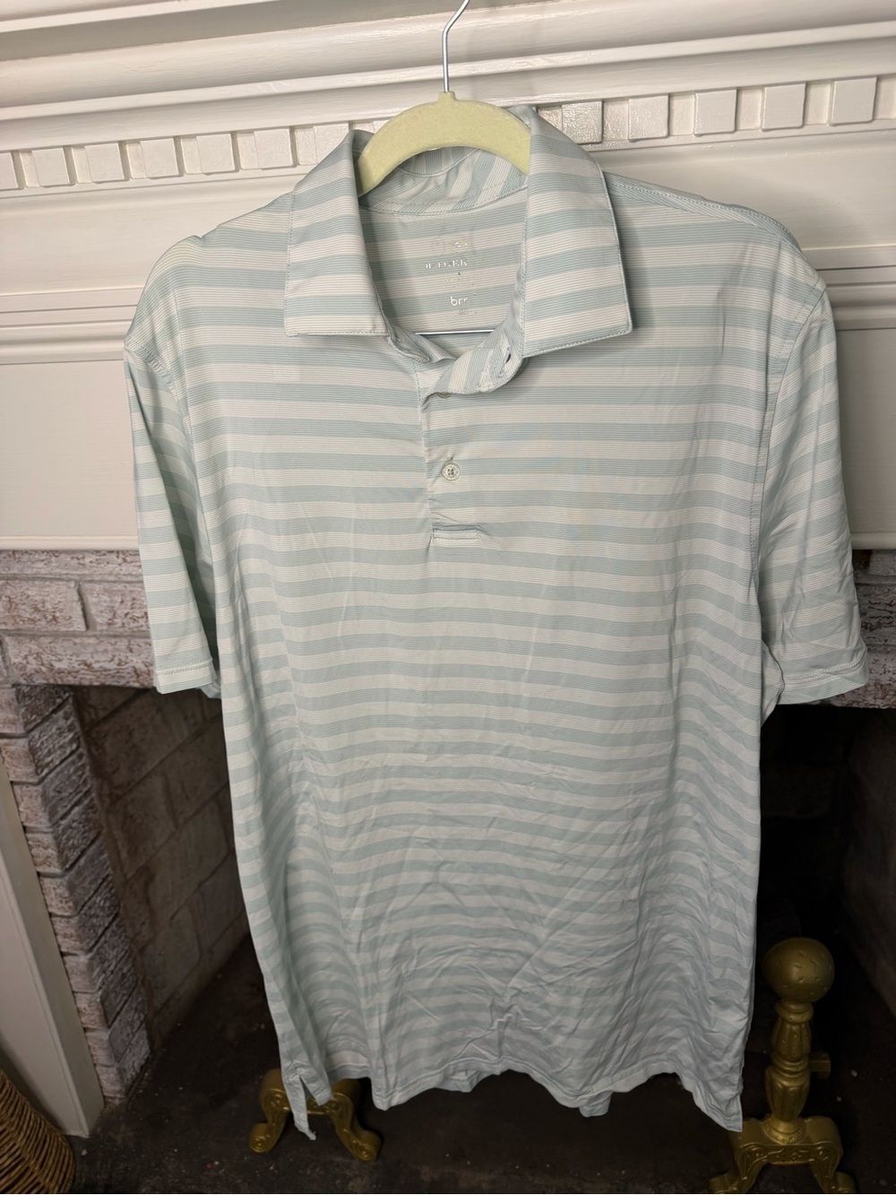 Southern Tide Brrr Performance material Men's Light Mint Striped Polo Shirt